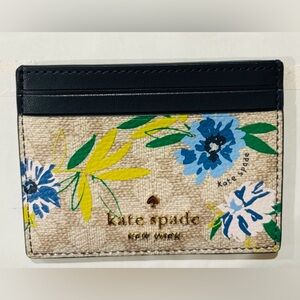 Kate Spade Floral Card Holder -NWOT Black, Blue, Green, Yellow